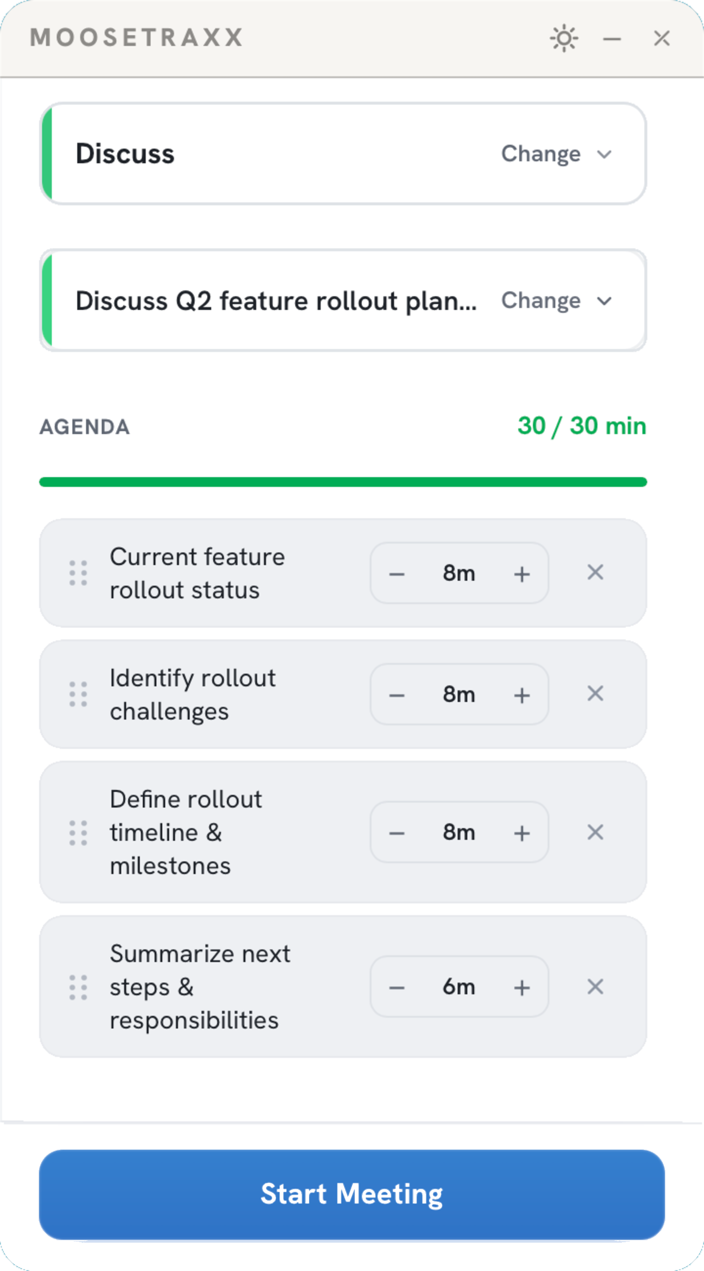 Beacon step two: the sharpened goal and the generated timed agenda