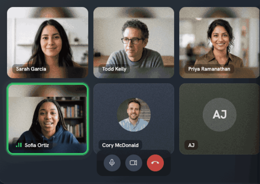 A six-person video call